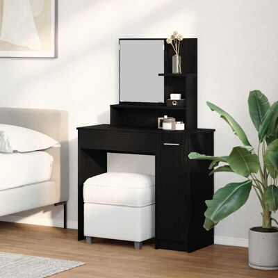 vidaXL Mesa de Maquillaje de Roble Negro con Espejo - Vanity Table vidaXL Mesa de Maquillaje de Roble Negro con Espejo - Vanity Table