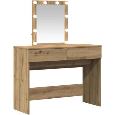 Mesita de maquillaje de madera con espejo y luces LED - Tocador Mesita de maquillaje de madera con espejo y luces LED - Tocador