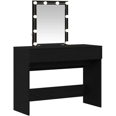 Mesa de maquillaje de madera negra con luces LED y espejo de Vidaxl Mesa de maquillaje de madera negra con luces LED y espejo de Vidaxl
