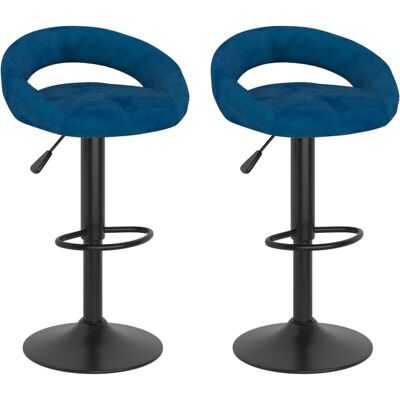 Conjunto de 2 taburetes de bar de terciopelo azul vidaXL Conjunto de 2 taburetes de bar de terciopelo azul vidaXL