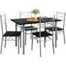 CASARIA® Conjunto de 1 mesa y 4 sillas Paul muebles de cocina y de comedor Roble mesa de MDF resistente 110x70 cm Negro - Negro