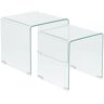 Beliani - Conjunto de 2 mesas auxiliares nido de vidrio transparente rectangular minimalista Kendall - Transparente