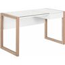 Homcom - Mesa de Ordenador con Tablero de Vidrio Templado y Cajón 120x60x75 cm Blanco