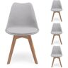 NINGUNA Juego de 4 sillas de comedor day asiento polipropileno y patas de madera de haya gris claro 66010 - gris claro 66010