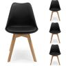 NINGUNA Juego de 4 sillas de comedor day asiento polipropileno y patas de madera de haya negro - negro