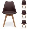 NINGUNA Juego de 4 sillas de comedor DAY asiento polipropileno y patas de madera de haya CHOCOLATE 66009 - CHOCOLATE 66009