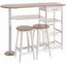 Lolahome - Mesa para cocina de bar moderna de madera blanca Basic -