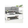 IDMARKET Mesa de centro elevable elea con caja de madera blanca y gris