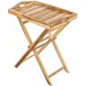 Prixprime - Mesa plegable de madera Teca autentificada con bandeja extraíble 60x70x40 cm