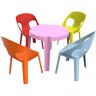 Rita Set 4+1 Infantil Silla-Mesa Interior, Exterior Azul Cielo/Rosa/Rojo/Naranja/Verde Lima - Azul Cielo/Rosa/Rojo/Naranja/Verde Lima - Garbar