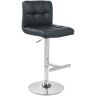 Netfurniture - Taburete de bar de cuero de verdad a Azagi Chrome - Negro - Negro