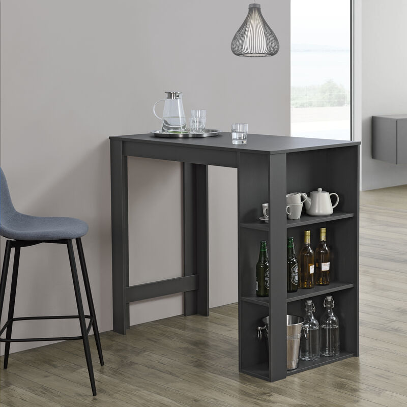 Mesa de Bar Danderyd con 3 estantes aglomerado 120 x 60 x 105,5 cm - Gris oscuro [en.casa] gris oscuro