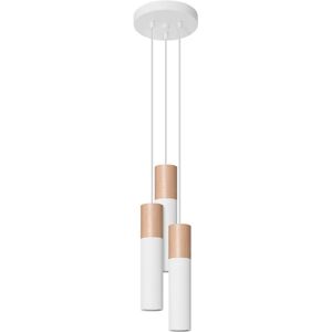 LEDBOX Sollux Lighting Pablo Plafón Colgante Cluster, Blanco, Madera Natural, 3x Gu10 LEDBOX Sollux Lighting Pablo Plafón Colgante Cluster, Blanco, Madera Natural, 3x Gu10