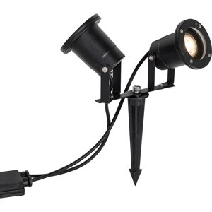 Clásico/antiguo Foco De Jardín Negro Con Cable Y Enchufe, 2 Luces Ip65 - Basic Aluminio /vidrio Redonda Adecuado Para Led Max. 2 X 15 Watt - Qazqa Clásico/antiguo Foco De Jardín Negro Con Cable Y Enchufe, 2 Luces Ip65 - Basic Aluminio /vidrio Redonda Adecuado Para Led Max. 2 X 15 Watt - Qazqa
