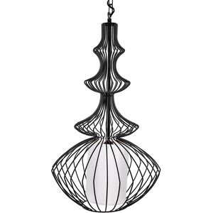 BELIANI Lámpara De Techo Colgante Pantalla De Jaula Abierta De Metal Negro Glamour Industrial Kolva BELIANI Lámpara De Techo Colgante Pantalla De Jaula Abierta De Metal Negro Glamour Industrial Kolva
