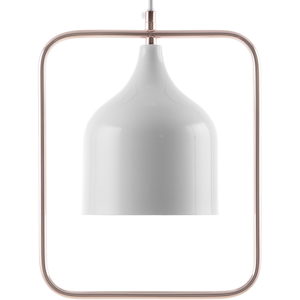 Beliani Lámpara de techo blanca de metal 121 cm colgante marco de cobre industrial Beliani Lámpara de techo blanca de metal 121 cm colgante marco de cobre industrial