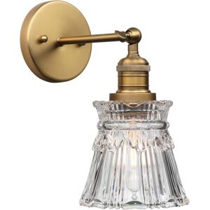 QIYAO Lámpara De Pared Industrial Vintage E27 Para Interiores, Con Pantalla De Cristal Y Rayas De Pétalos, Ideal Para Sala De Estar, Dormitorio, Comedor Y Espejo. QIYAO Lámpara De Pared Industrial Vintage E27 Para Interiores, Con Pantalla De Cristal Y Rayas De Pétalos, Ideal Para Sala De Estar, Dormitorio, Comedor Y Espejo.