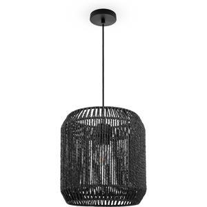 Paco Home - Lámpara De Suspensión Mesa Comedor Colgante Lámpara E27 Papel Boho Ratán Lámpara Colgante - Negro, Negro (ø28cm) Paco Home - Lámpara De Suspensión Mesa Comedor Colgante Lámpara E27 Papel Boho Ratán Lámpara Colgante - Negro, Negro (ø28cm)