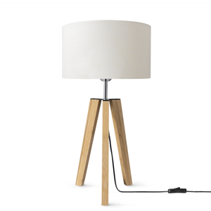 Lámpara De Mesa Trípode Mesilla Lámpara De Pie E27 Pantalla Tela Uni Blanco (ø28cm), Lámpara De Mesa - Bambù - Paco Home Lámpara De Mesa Trípode Mesilla Lámpara De Pie E27 Pantalla Tela Uni Blanco (ø28cm), Lámpara De Mesa - Bambù - Paco Home