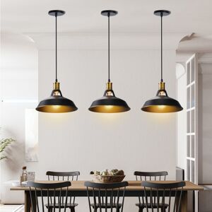 AXHUP Lámpara De Techo, Led Lámpara Colgante Retro Vintage, Para Bombillas E27, 27cm - Negro 3pcs AXHUP Lámpara De Techo, Led Lámpara Colgante Retro Vintage, Para Bombillas E27, 27cm - Negro 3pcs