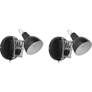 Beliani - Conjunto De 2 Lámparas De Pared De Metal Negro Brazo Ajustable Harrington Beliani - Conjunto De 2 Lámparas De Pared De Metal Negro Brazo Ajustable Harrington