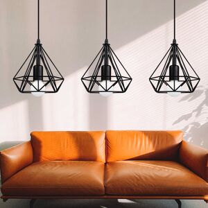 AXHUP Lámpara Colgante 3 Piezas, Vintage Lámparas De Techo Con Ø20cm Jaula De Diamante, Industriale Luminaria De Techo De Planchar E27 Para Dormitorio Salon Cocina Comedor (negro) AXHUP Lámpara Colgante 3 Piezas, Vintage Lámparas De Techo Con Ø20cm Jaula De Diamante, Industriale Luminaria De Techo De Planchar E27 Para Dormitorio Salon Cocina Comedor (negro)