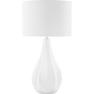 BELIANI Lámpara De Mesa Con Pantalla En Forma De Tambor De Seda Sintética Porcelana Blanca 60 Cm Salón Glamour Santee BELIANI Lámpara De Mesa Con Pantalla En Forma De Tambor De Seda Sintética Porcelana Blanca 60 Cm Salón Glamour Santee