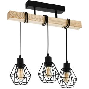 Eglo - Lámpara De Techo 55x36x20 Cm De Metal Negro Con Soporte De Madera 220-240 V Ip20 Townshend 5 Eglo - Lámpara De Techo 55x36x20 Cm De Metal Negro Con Soporte De Madera 220-240 V Ip20 Townshend 5