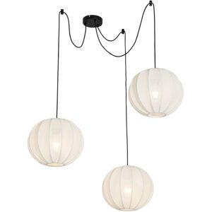 Diseño Lámpara Colgante De Diseño De Seda Blanca 30 Cm 3 Luces - Plu Textil /acero Esfera Adecuado Para Led Max. 3 X 10 Watt - Qazqa Diseño Lámpara Colgante De Diseño De Seda Blanca 30 Cm 3 Luces - Plu Textil /acero Esfera Adecuado Para Led Max. 3 X 10 Watt - Qazqa