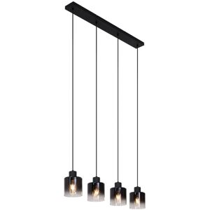 Moderno Lámpara Colgante Moderna Negra Con Cristal Ahumado 4 Luces - Dame Vidrio /metálica Redonda Adecuado Para Led Max. 4 X 15 Watt - Qazqa Moderno Lámpara Colgante Moderna Negra Con Cristal Ahumado 4 Luces - Dame Vidrio /metálica Redonda Adecuado Para Led Max. 4 X 15 Watt - Qazqa