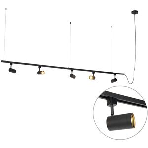 Moderno Sistema De Riel Colgante Moderno Monofásico Con 5 Focos Negros - Jeana Acero Alargada Adecuado Para Led Max. 5 X 50 Watt - Qazqa Moderno Sistema De Riel Colgante Moderno Monofásico Con 5 Focos Negros - Jeana Acero Alargada Adecuado Para Led Max. 5 X 50 Watt - Qazqa