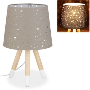 Lámpara De Mesa Infantil, Para Niños & Niñas, E14, Redonda, 40 Cm, Estrellas, Gris - Relaxdays Lámpara De Mesa Infantil, Para Niños & Niñas, E14, Redonda, 40 Cm, Estrellas, Gris - Relaxdays