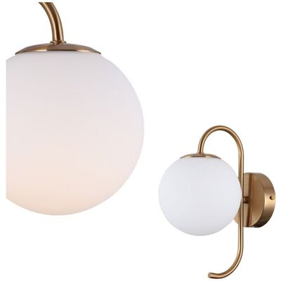 Italux Gela - Lámpara de Pared Industrial y Retro Latón Miel Pantalla Blanca G9 Italux Gela - Lámpara de Pared Industrial y Retro Latón Miel Pantalla Blanca G9