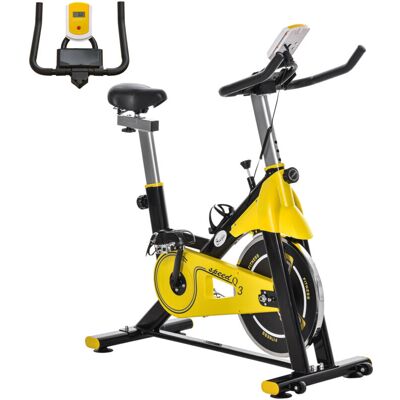 Homcom - Bicicleta Estática Con Resistencia Regulable Bici Estática Bicicleta De Fitness Con Pantalla Lcd Ruedas Manillar Y Asiento Ajustable Amarillo Y Negro Homcom - Bicicleta Estática Con Resistencia Regulable Bici Estática Bicicleta De Fitness Con Pantalla Lcd Ruedas Manillar Y Asiento Ajustable Amarillo Y Negro