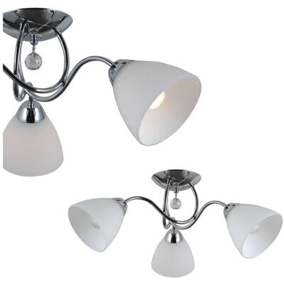 Italux Lugano - Lámpara de Techo Blanca y Cromo 3 Luces Italux Lugano - Lámpara de Techo Blanca y Cromo 3 Luces