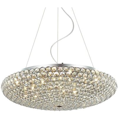 Italux Santo - Lámpara Colgante Clásica De Cromo 12 Luces Con Pantalla De Cristal, G9 Italux Santo - Lámpara Colgante Clásica De Cromo 12 Luces Con Pantalla De Cristal, G9