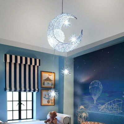 STOEX Lámparas De Colgar Creativa Fairy Estrellas De La Luna Lámpara De Techo Led Lámpara De Araña Moderna Trenzada Sombra Para Dormitorio Habitación Infantil STOEX Lámparas De Colgar Creativa Fairy Estrellas De La Luna Lámpara De Techo Led Lámpara De Araña Moderna Trenzada Sombra Para Dormitorio Habitación Infantil