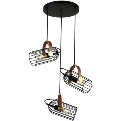 Italux Antoin - Lámpara Colgante Industrial Y Retro Negro 3 Luces, E27 Italux Antoin - Lámpara Colgante Industrial Y Retro Negro 3 Luces, E27