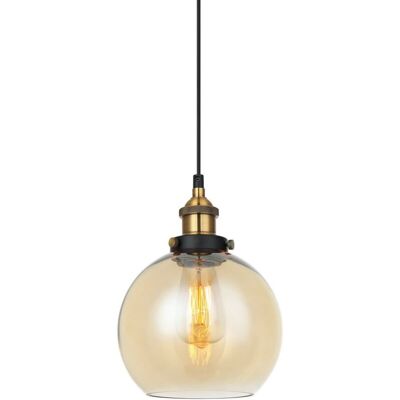 Italux Cardena - Negro, Dorado | Pantalla Ámbar - Lámpara Colgante Italux Cardena - Negro, Dorado | Pantalla Ámbar - Lámpara Colgante