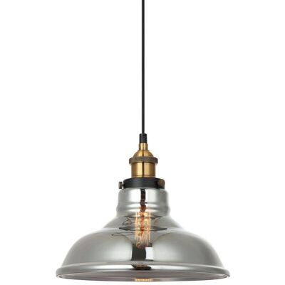 Italux Hubert - Colgante Industrial Y Retro Negro, Dorado 1 Luz Con Pantalla Ahumada, Regulable E27 Italux Hubert - Colgante Industrial Y Retro Negro, Dorado 1 Luz Con Pantalla Ahumada, Regulable E27