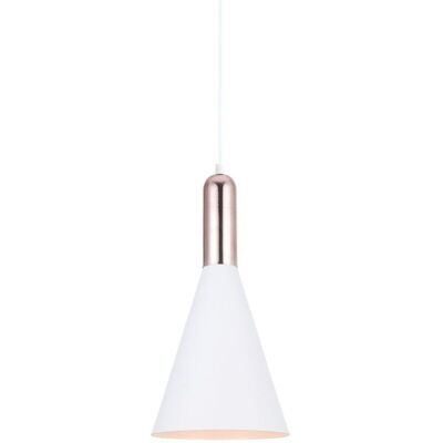 Italux Khaleo - Lámpara Colgante Moderna Blanca, Cobre 1 Luz - Lámpara Colgante Italux Khaleo - Lámpara Colgante Moderna Blanca, Cobre 1 Luz - Lámpara Colgante
