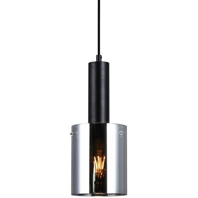 Sardo - Lámpara Colgante Moderna Negra 1 Luz Con Vidrio, Pantalla Ahumada, E27 - Italux Sardo - Lámpara Colgante Moderna Negra 1 Luz Con Vidrio, Pantalla Ahumada, E27 - Italux