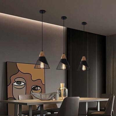 OEM Lámpara Colgante Vintage De 3 Piezas, Diseño De Madera Y Metal, Lámpara Colgante De Techo Industrial, 27 Luces, Aplique Para Comedor, Cocina, Color Negro OEM Lámpara Colgante Vintage De 3 Piezas, Diseño De Madera Y Metal, Lámpara Colgante De Techo Industrial, 27 Luces, Aplique Para Comedor, Cocina, Color Negro