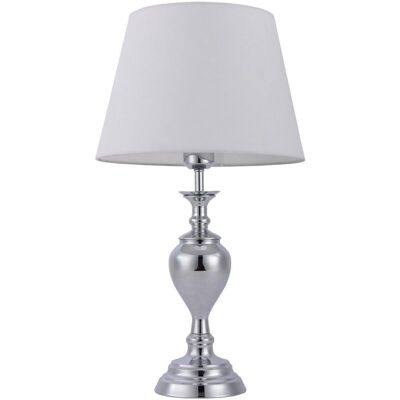 Italux Etien - Lámpara de mesa clásica cromo pantalla blanca - Lámpara de mesa Italux Etien - Lámpara de mesa clásica cromo pantalla blanca - Lámpara de mesa