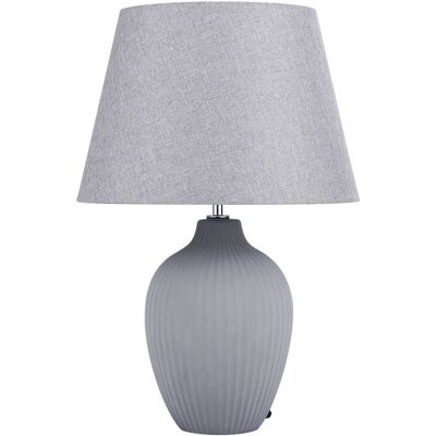 Beliani - Lámpara De Mesa De Cerámica Gris 52 Cm Pantalla De Lino Retro Sala De Estar Dormitorio Fergus Beliani - Lámpara De Mesa De Cerámica Gris 52 Cm Pantalla De Lino Retro Sala De Estar Dormitorio Fergus