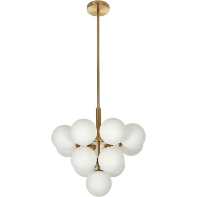 BELIANI Lámpara De Techo De Metal Latón Blanco 99 Cm Colgante 13 Luces Globos Birrie BELIANI Lámpara De Techo De Metal Latón Blanco 99 Cm Colgante 13 Luces Globos Birrie