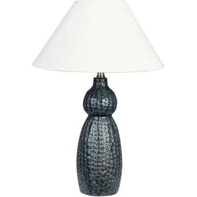 Beliani Lámpara de Mesa Cerámica Azul Oscuro y Blanca - Lámpara de Mesa Beliani Lámpara de Mesa Cerámica Azul Oscuro y Blanca - Lámpara de Mesa