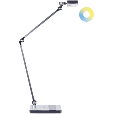 BELIANI Lámpara De Mesa Led De Metal Plateado Interruptor Táctil Cargador Inalámbrico Lacerta BELIANI Lámpara De Mesa Led De Metal Plateado Interruptor Táctil Cargador Inalámbrico Lacerta