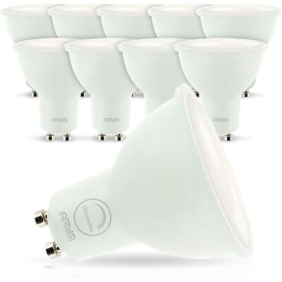 Arum Lighting - Lote De 10 Led Bulbs Gu10 7w Eq. 60w Regulable Temperatura De Color: Blanco Frio 6000k Arum Lighting - Lote De 10 Led Bulbs Gu10 7w Eq. 60w Regulable Temperatura De Color: Blanco Frio 6000k