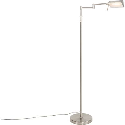 Moderno Lámpara De Pie De Diseño De Acero Con Led Y Regulador Táctil - Notia Acero Alargada Incluye Led Max. 1 X 12 Watt - Qazqa Moderno Lámpara De Pie De Diseño De Acero Con Led Y Regulador Táctil - Notia Acero Alargada Incluye Led Max. 1 X 12 Watt - Qazqa